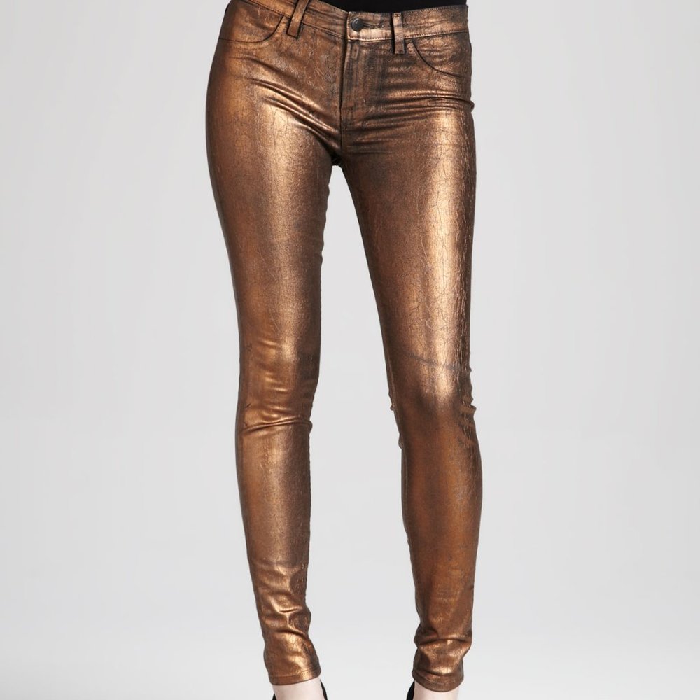 Metallic Copper Skinny Jeans, J Brand 801